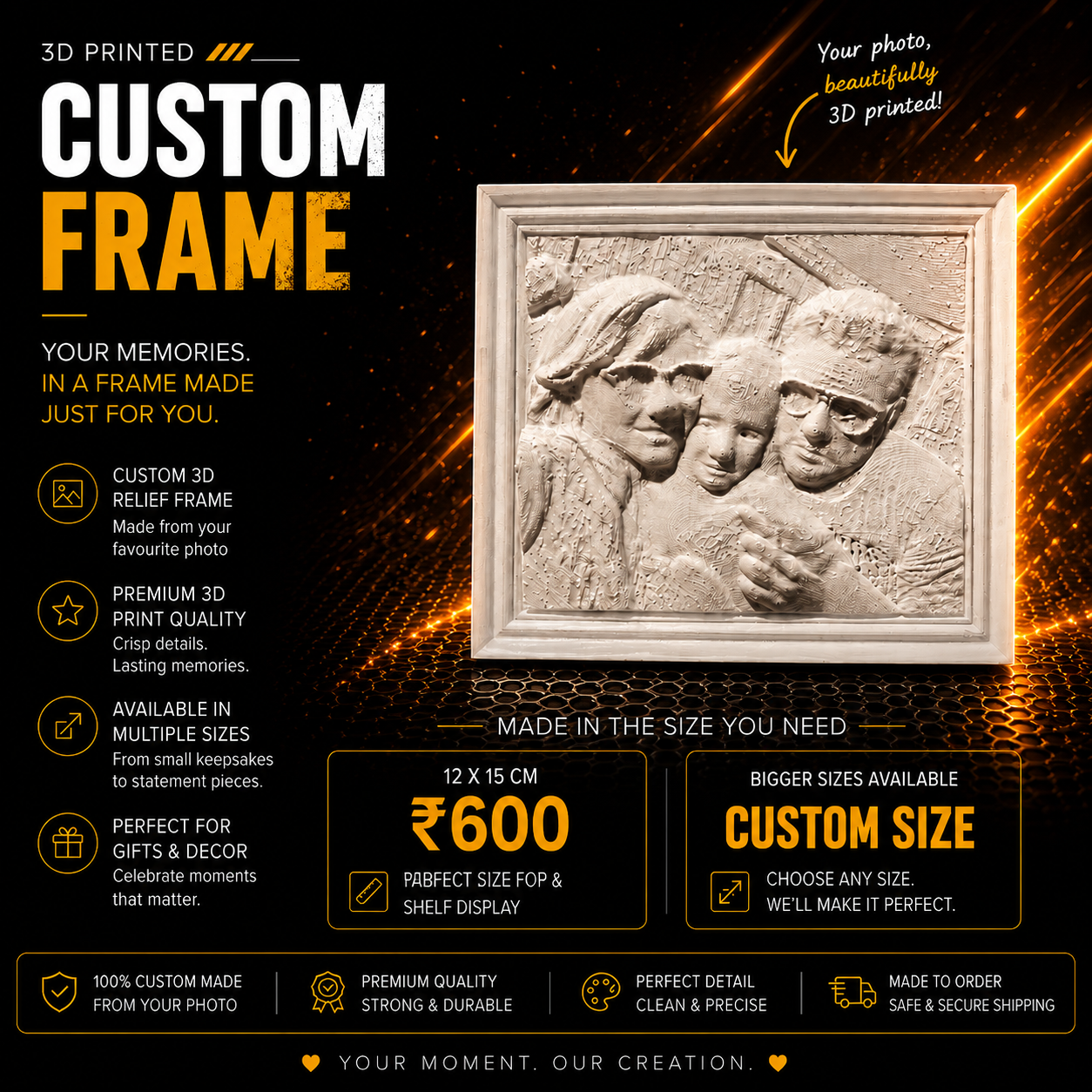 Custom 3D relief frame
